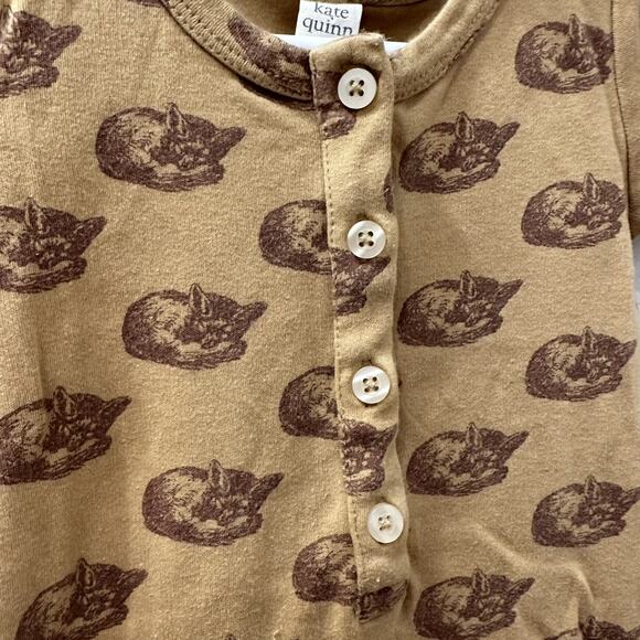 Kate Quinn Brown Sleeping Foxes Henley Romper - Picture 3 of 6